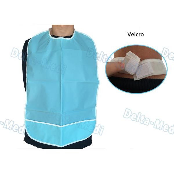 CPE Waterproof Disposable Dental Bibs with Velcro Blue Color 45 X 48cm