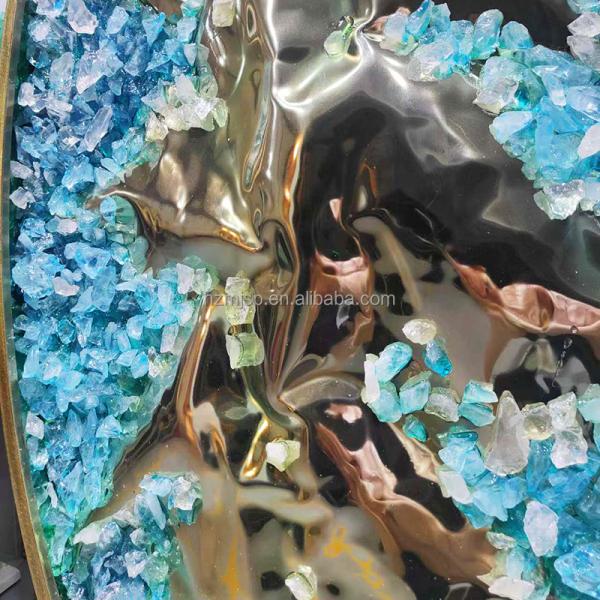 Round Abstract 3D Metal Art Painting Handmade Ink Paintings Wall Arts With Frame