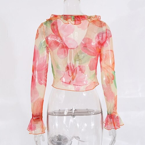 OEM maufactory European and American women's clothing polyester2023 Summer new sexy deep V -neck long sleeve t -shirt