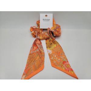 Orange Style Hair Scrunchies With Ribbon In Various Patterns For Various Occasions