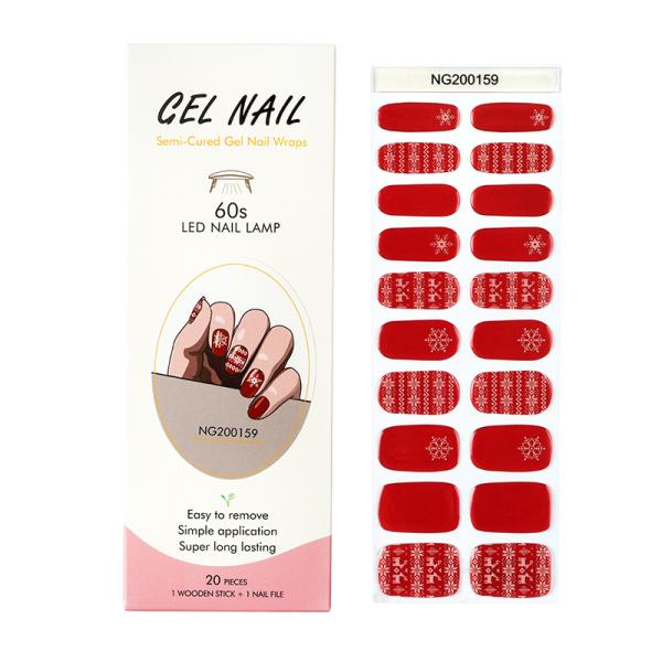 Uv gel Hot Sell Semi Cured Wraps Long Lasting Gel Nail Stickers New Arrival Styles Nail Gel Wraps With Uv Lamp
