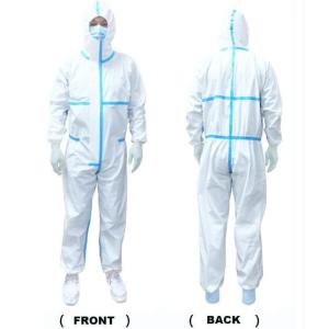 White Hooded Disposable Isolation Gown Lightweight Chemical Resistant