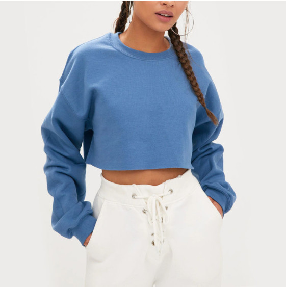 Buy Knitted fabric Women Crop Top Sweatshirt at wholesale prices