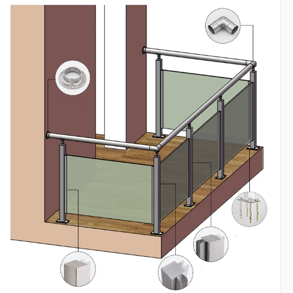 Modern Terrace Deck Balustrade Iron Railing Designs for Bridge Railings and Handrails