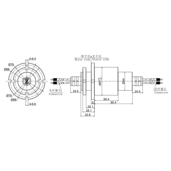 2-31 Channel Optical Fiber Rotary Joint Easy Installation Diameter 67mm