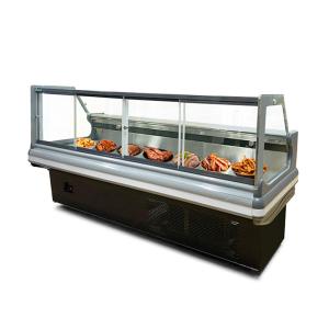 Front Flip Butcher Shop Cooked Food Display Refrigerator With Back Sliding Glass