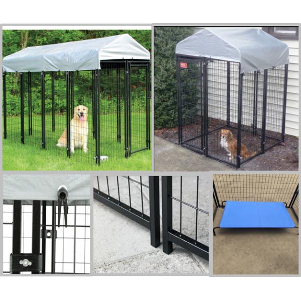 Powder Coating Welded Metal Dog Kennels For Large Dogs Black Color Easy Install