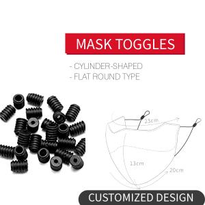 White & Black 9mm Silicone Stopper For Mask Toggles