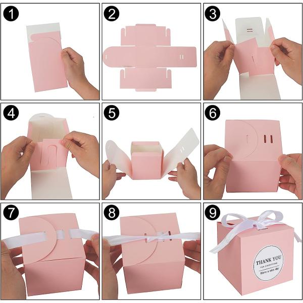 Wedding Party Favor Pink Small Gift Boxes 4x4x4 inches for candle cup and Cupcake