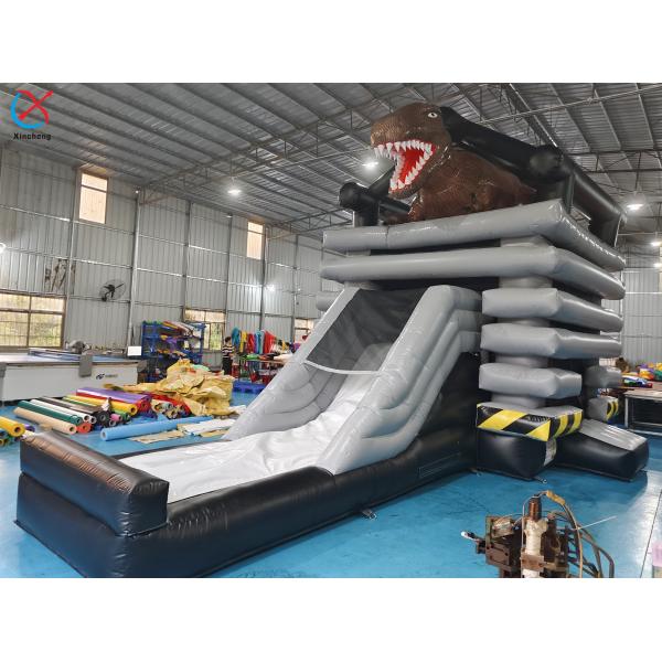 Buy New Design Inflatable Bounce Castle With Slide Commercial Dinosaur Theme at wholesale prices