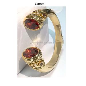 Plating Brass Bangle Bracelets Cuff Jewelry Garnet Stones Silver Jewelry Glitter