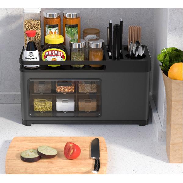 Dustproof 43cm Length Steel Kitchen Basket Rack For Seasoning