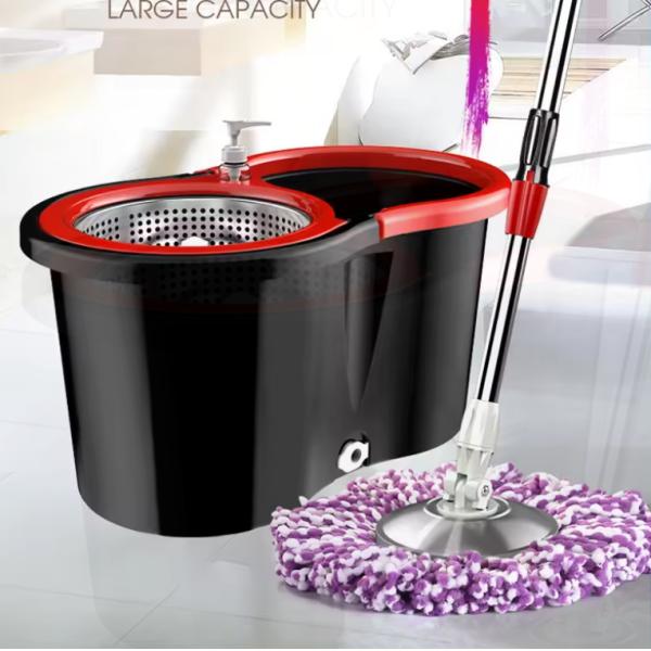 Heavy Duty 360 Spin Magic Mop with Press Detergent Bottle and Microfiber Cloth Cover Type