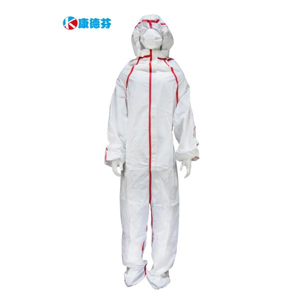 Buy White Non Woven Protective Clothing , Durable Disposable Hooded Coveralls at wholesale prices