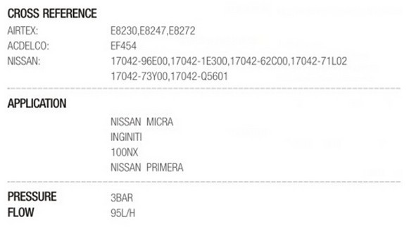 Nissan Serena Vanette Car Fuel Pump U13 17042-10S00 17042-1E400BC 17042-1E300