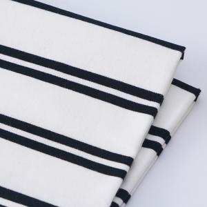 Smooth Cotton French Terry Fabric Black And White Striped Cloth 225gsm