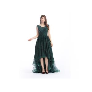 Green Custom Size Arabic Long Evening Dresses , Soft Handfeeling Arabic Lace
