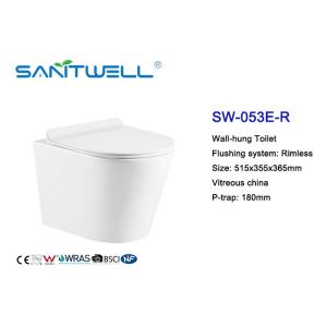 Rimless Ceramic Wall Mounted Toilet Gravity Flushing With CE Certification