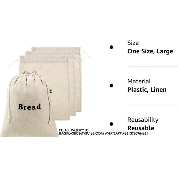 Burlap Linen Bread Bag Cloth Bread Bags, Linen Bread Bags Large Reusable Bread Bags For Homemade Bread Sourdough