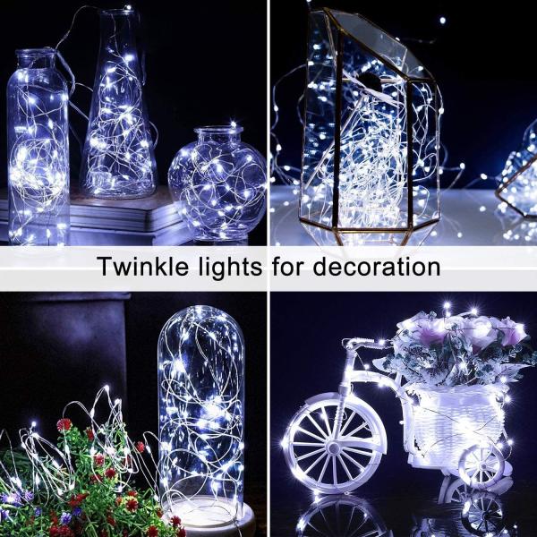 Daylight White Solar LED String Lights Waterproof Outdoor Twinkle Lights For Balcony