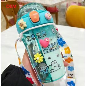 Double Straw Bottle Transparent Eco Friendly Double Layer Plastic Water Milk