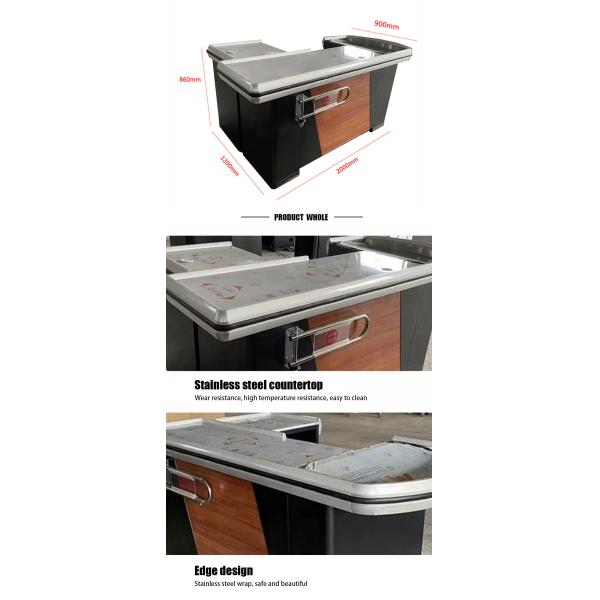 Stainless Steel Supermarket Checkout Counter Durability Cabinet Customizable Length
