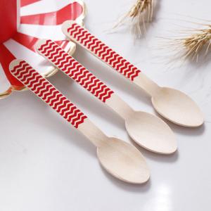 Red Stripe Cutlery Disposable Biodegradable Wooden Tableware Utensils