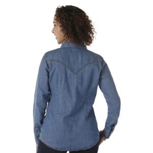 Womens Denim Shirt Long Sleeve Button Down with Pockets Blouses