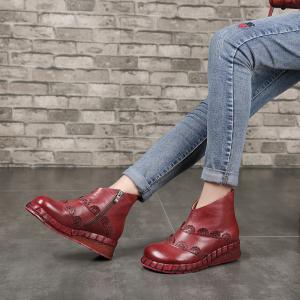 S021 Autumn and winter new leather women's boots original ethnic style soft