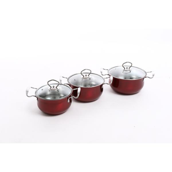 16/18/20/22cm red color & flower stainless steel cookware set & kitchenware set & pot & pan & casseroles