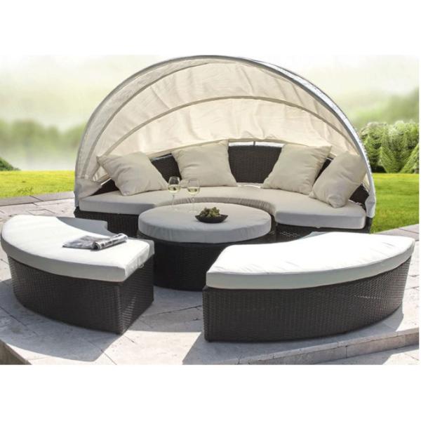 Rattan Wicker Chaise Lounge Chair Set Modern Poly Patio Canopy Sunproof Lounger