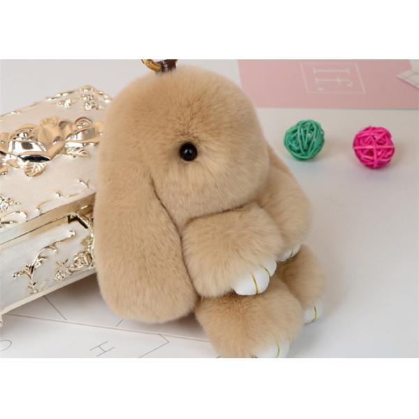 Rabbit Fur Round Fuzzy Ball Keyring , Cute Fluffy Keychain For Bag Pendant