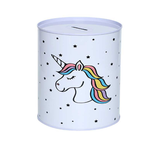 0.2mm Thickness Tin Can Piggy Bank With Unicorn Kids Gift Saving Money Box