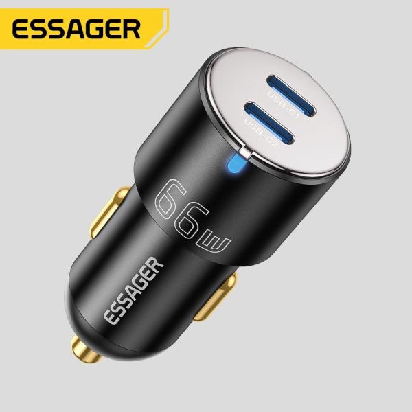 Buy Type C USB A Car Chargers Black 60W 66W Essager 2022 City F699 F689 F688 F698 at wholesale prices