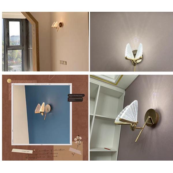 Bedside wall lamp bedroom lamp modern living room background butterfly wall light (WH-OR-41)