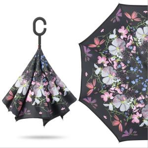 Double Layer Folding Reverse Inverted Umbrella With C Handle