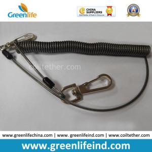 Safety Belt Long Rentention Coil Lanyard Rope W/Metal Hook