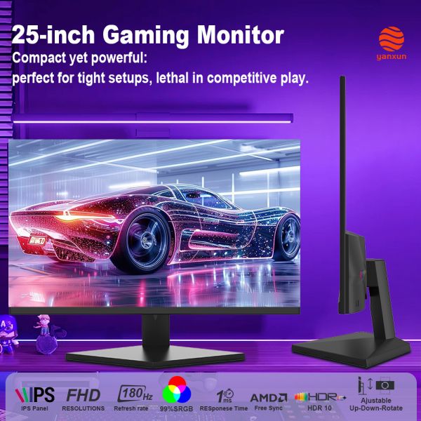 25-Inch Widescreen Gaming Monitor: 1920*10801K IPS Panel 180Hz High Refresh Rate with Motion Blur Reduction (Smooth Visuals for Fast-Paced Games)