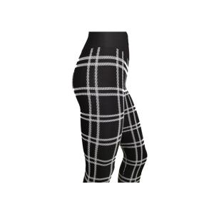 China Black And White Prep Plaid Womens Seamless Leggings Mid Waist on sale