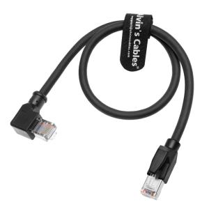 China Alvin's Cables Profinet CAT6A Shielded Ethernet Cable Right Angle High Flex Gold Plated 30cm for PLC Robotics Motion Control on sale