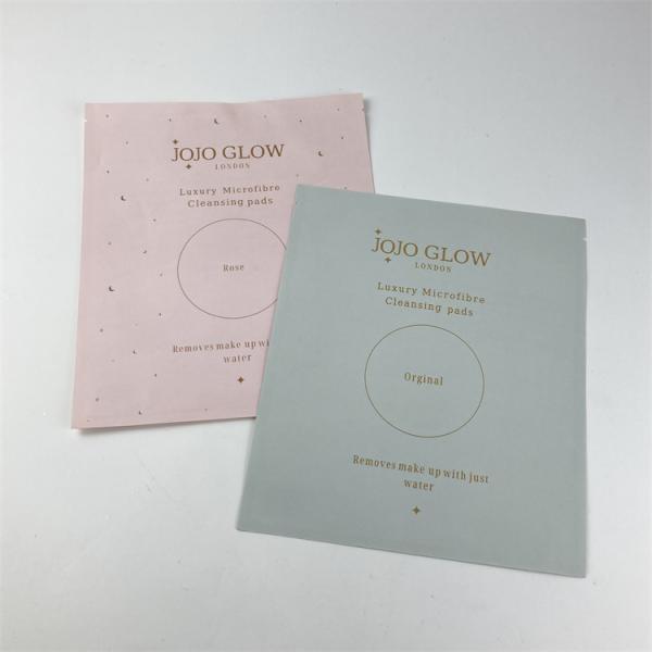 Digital Printed OEM Reusable PLA Compostable Sachet Flat Bag For Make Up Cleansing Pads