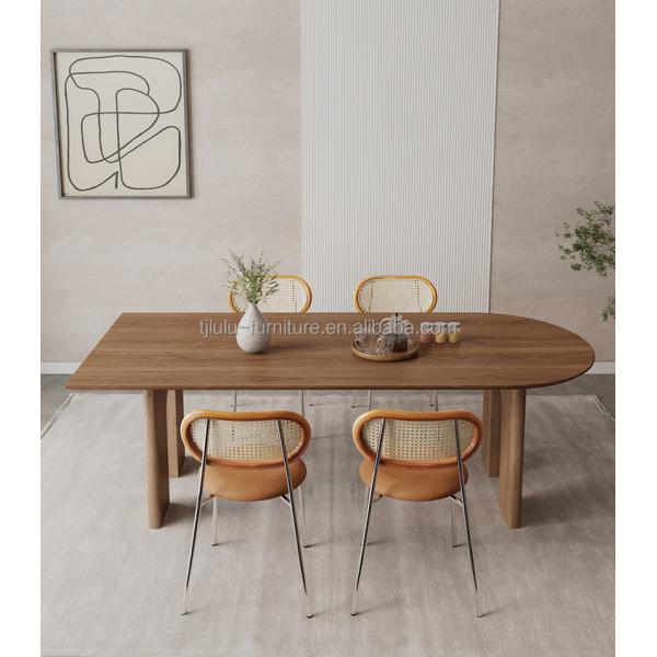 Modern Nordic Home Furniture Solid Wood Rectangular Dining Table with Walnut