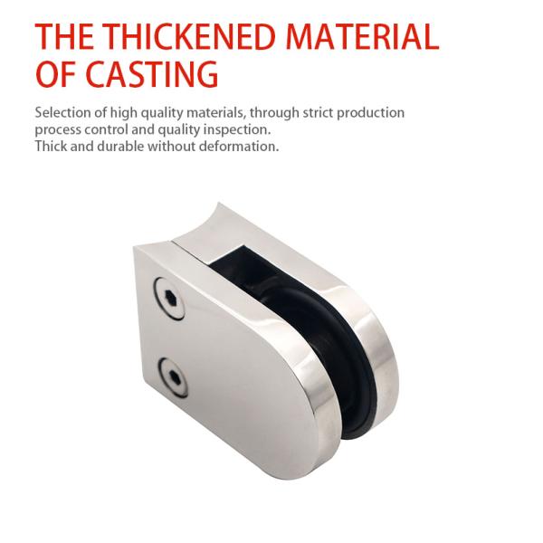 Stainless Steel Wall Mount Bathroom Shower Glass Clamp Square Corner Clip Heavy Duty