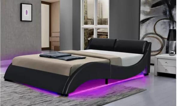 Footend LED Upholstered Bed