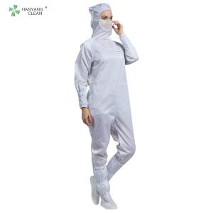 ESD Antistatic autoclaved cleanroom coverall Jumpsuit white color with facemask