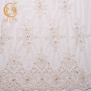 MDX Bridal White French Lace Fabric Beaded Embroidered 140cm Width