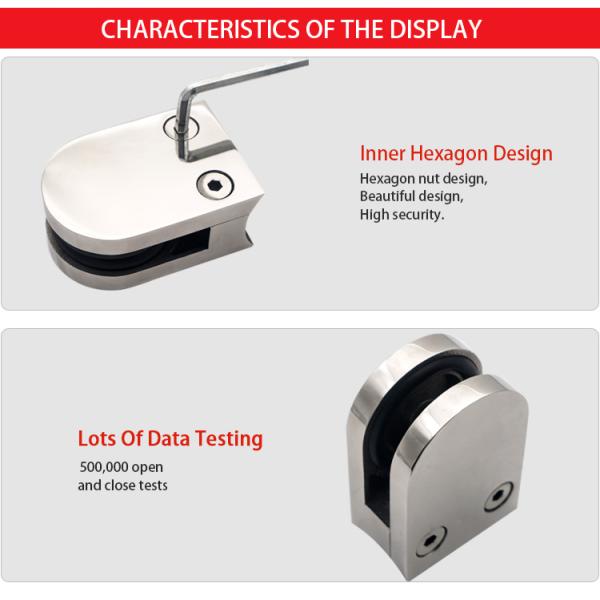 Stainless Steel Wall Mount Bathroom Shower Glass Clamp Square Corner Clip Heavy Duty