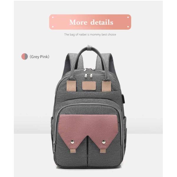 Large Capacity Mom Baby Bag Multi-function Waterproof Outdoor Travel Diaper Bag With USB Charging For Baby Care