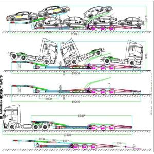 3 Axles Skeletal Vehicle Transport Trailer Carrier Semi Trailer with 1