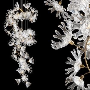 Customized Handcrafted Delicate Transparent Glass Pendant Lights with Flower